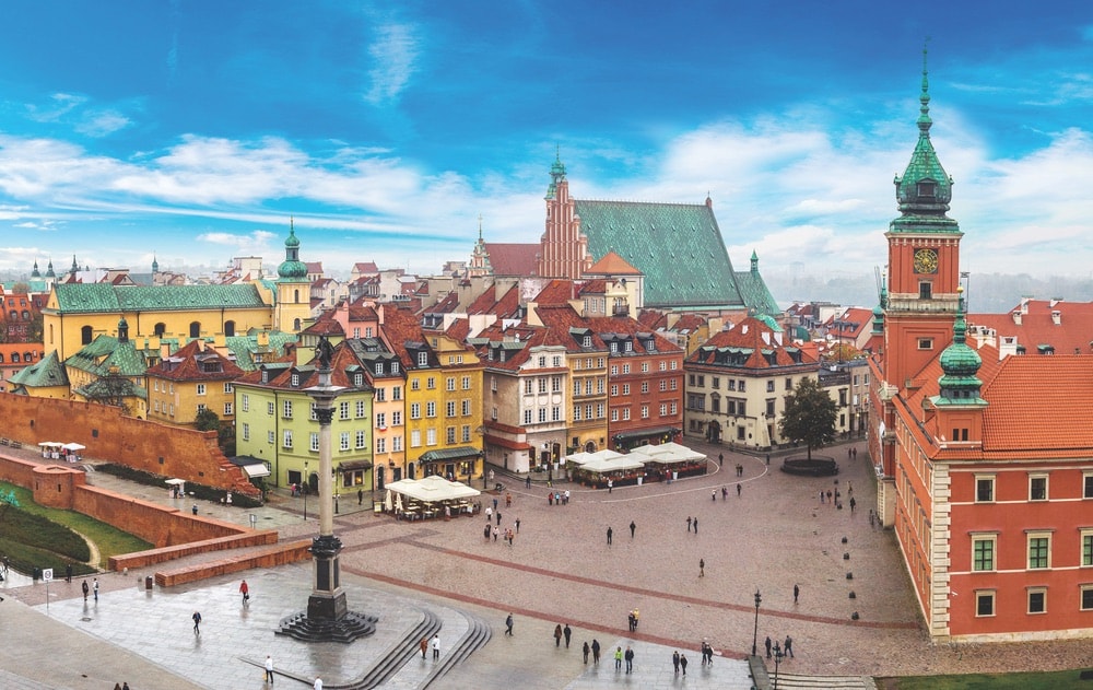A panoramic view of Warsaw on a summer day