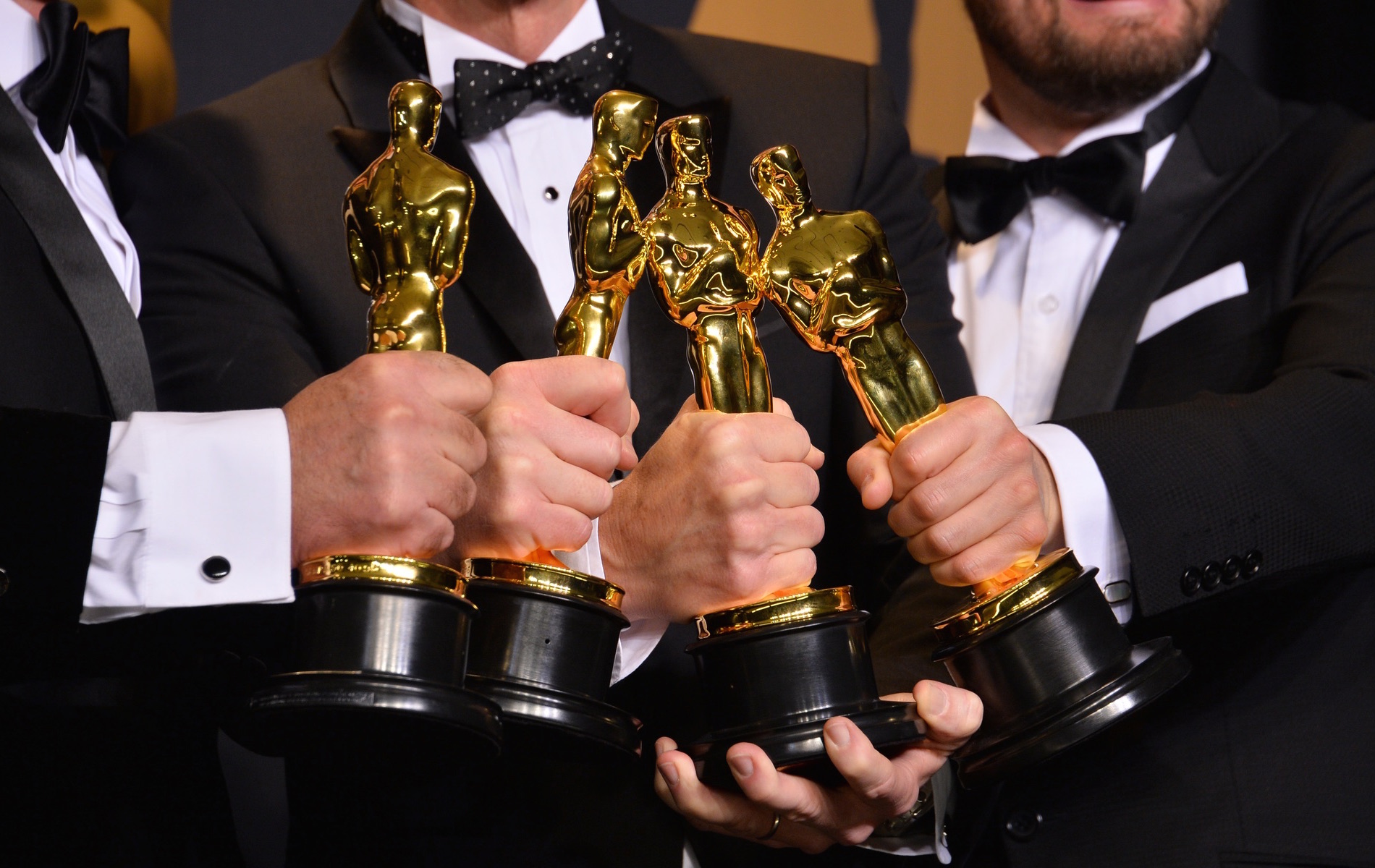 Winners holding their Oscar trophies in the photo room at the 89th Annual Academy Awards at the Dolby Theatre, Los Angeles. Photo by Jaguar PS / Shutterstock.com