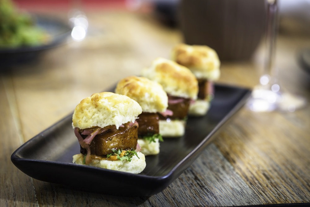 Sonoma County, California; Plate of 4 small biscuits from Chalkboard