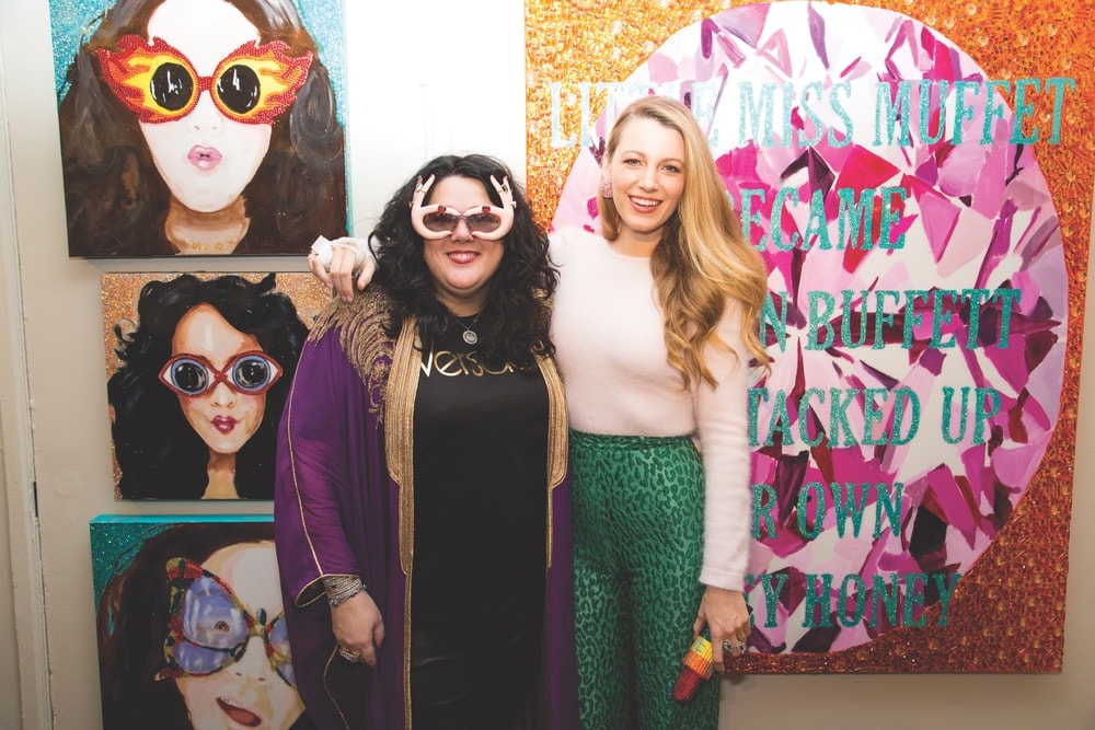 Ashley Longshore and Blake Lively at Ashley's grand opening of her pop-up gallery on the seventh floor of Bergdorf Goodman