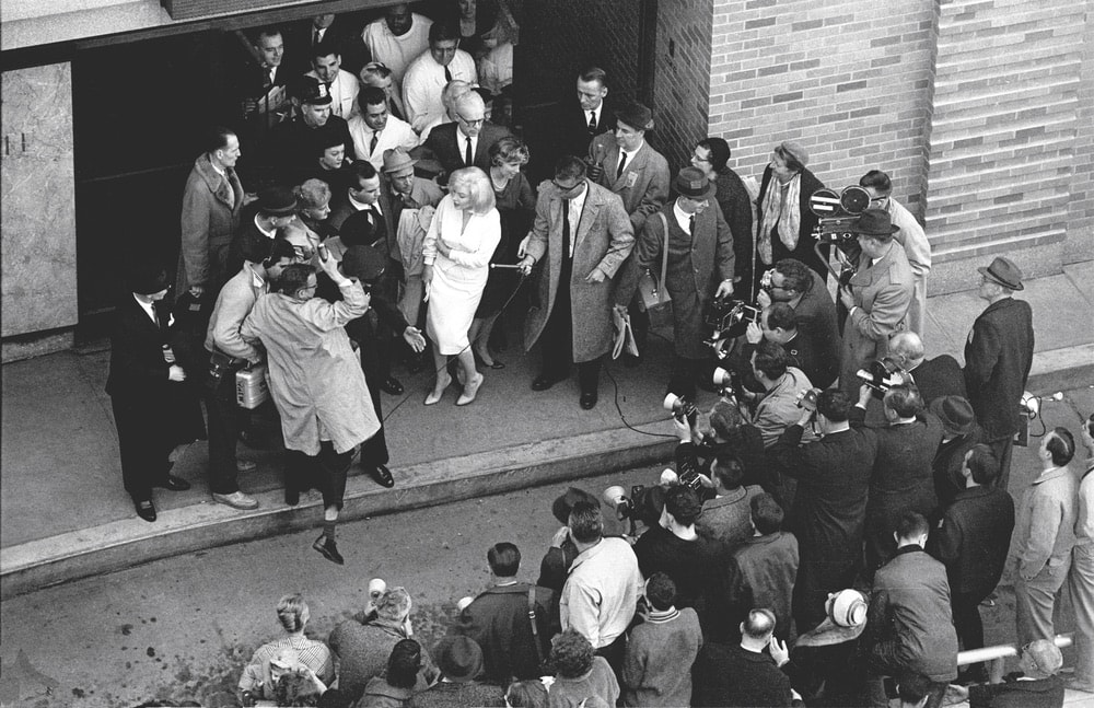 Marilyn Monroe leaving Columbia Presbyterian Hospital in Manhattan in 1961