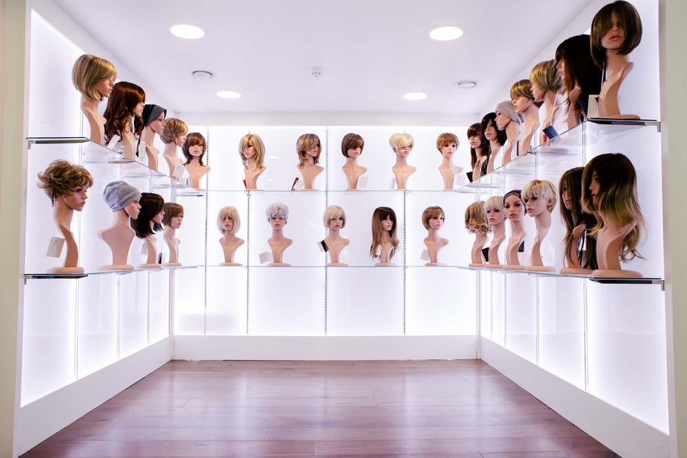 Room of wigs at Bellissimo full of different of styles and personalization for clients.