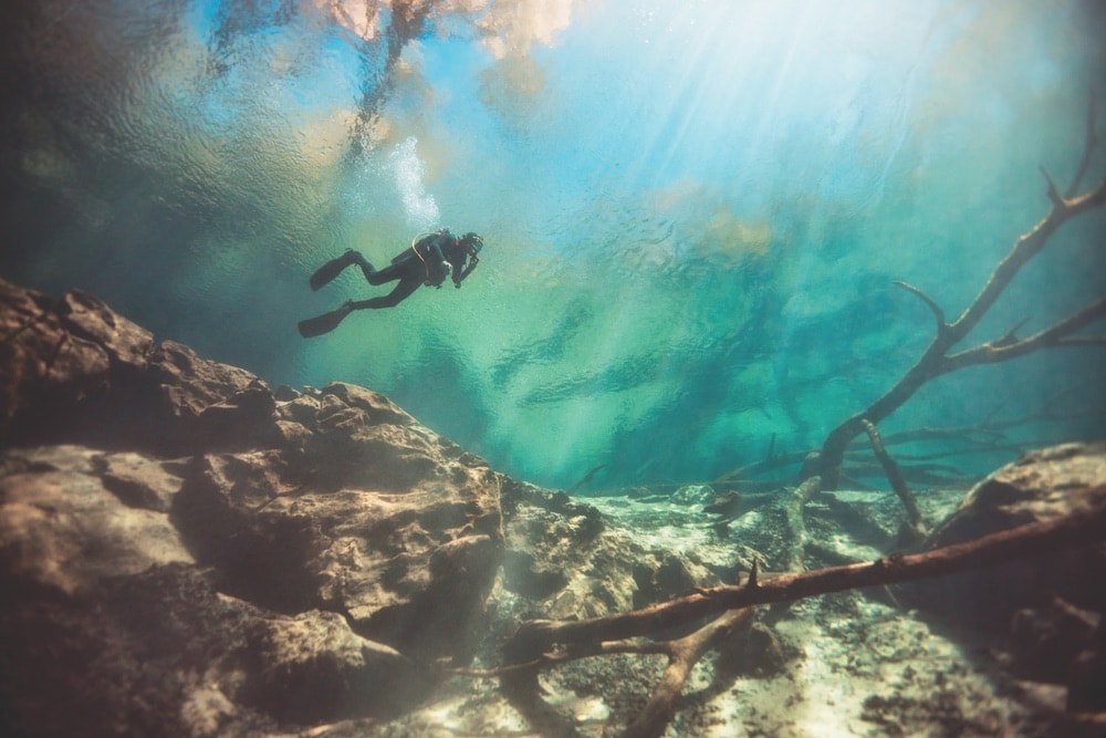 Torrey Blackmon explores the depths of Cypress Springs.