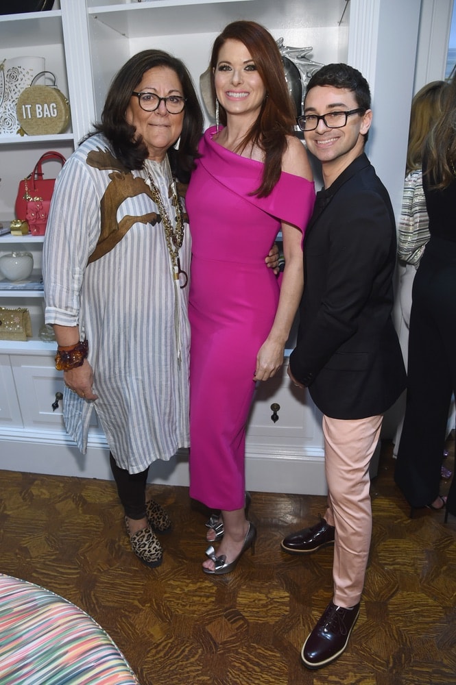 Fern Mallis, Debra Messing, and Christian Siriano attend the opening of Christian Siriano's new store, The Curated NYC, hosted by Alicia Silverstone and sponsored by VIE Magazine on April 17, 2018, in New York City. Photo by Jamie McCarthy/Getty Images for Christian Siriano