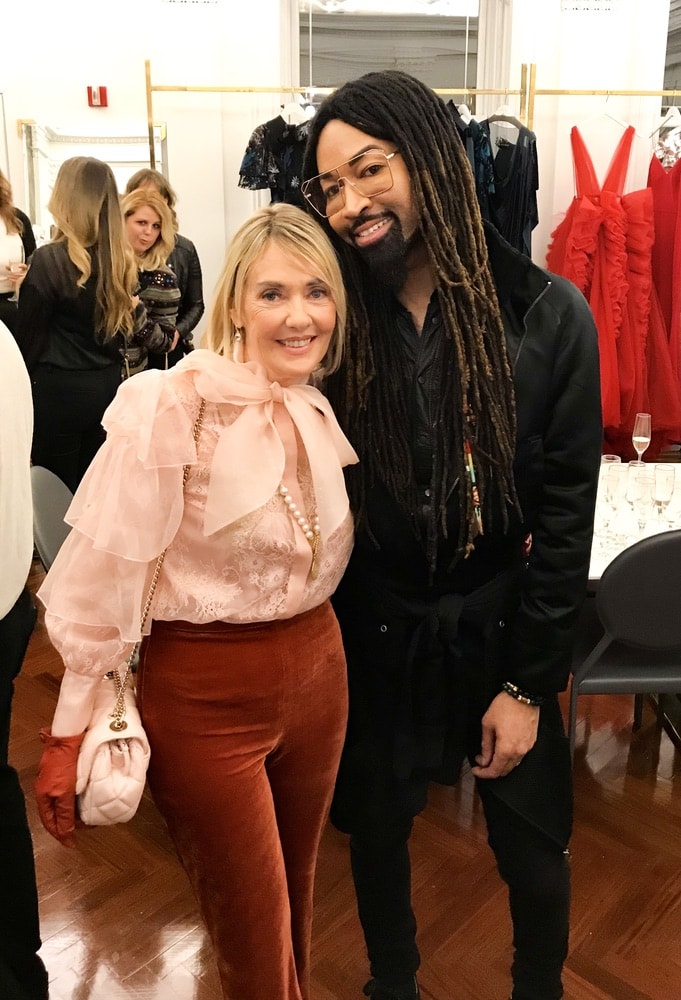 VIE Magazine's editor-in-chief Lisa Burwell and celebrity stylist Tyrone Hunter attend the opening of Christian Siriano's new store, The Curated NYC, hosted by Alicia Silverstone and sponsored by VIE Magazine on April 17, 2018, in New York City.