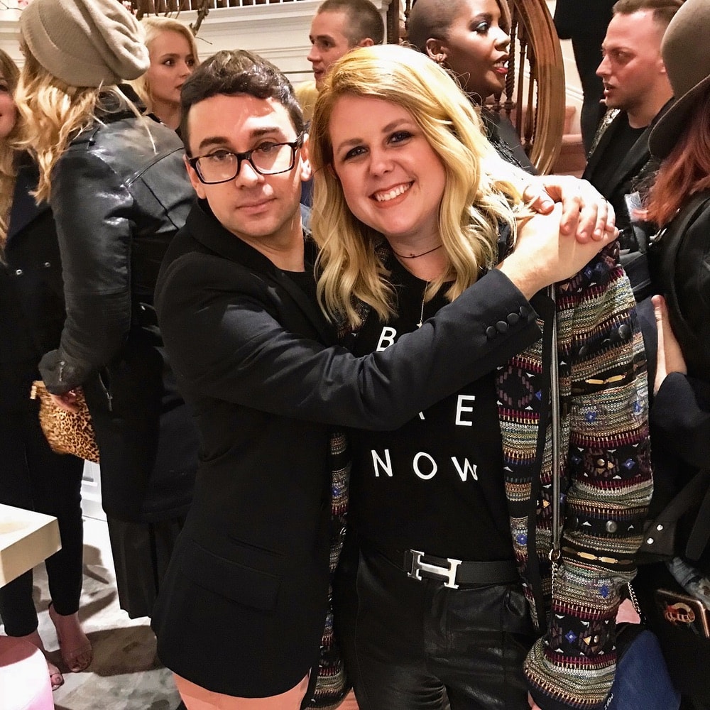 Fashion designer Christian Siriano and VIE's managing editor Jordan Staggs at the opening of Christian Siriano's new store, The Curated NYC, hosted by Alicia Silverstone and sponsored by VIE Magazine on April 17, 2018, in New York City.