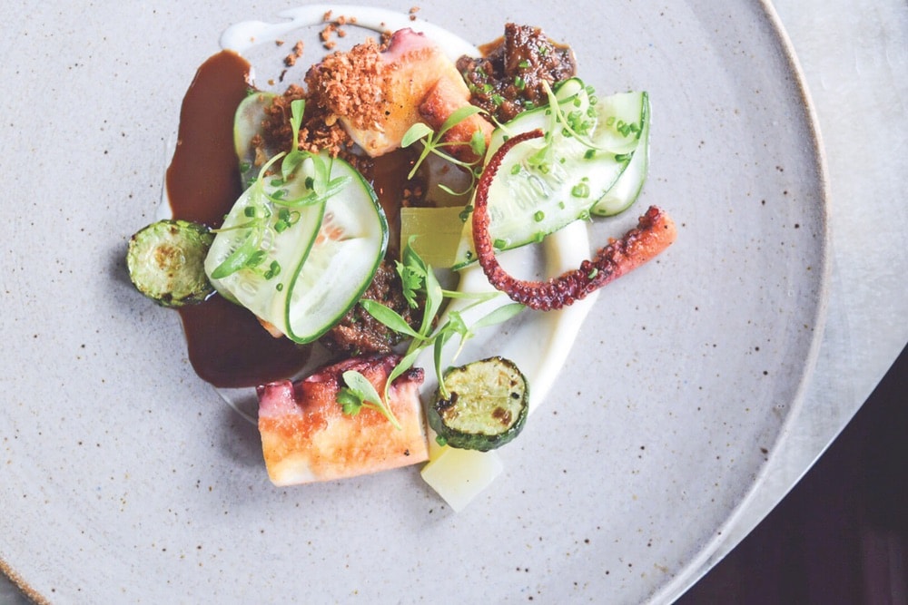 Menu items at Boka echo its sophisticated-chic vibe with a hint of fun, like the braised Spanish octopus with fennel, horseradish, and burnt hazelnut.