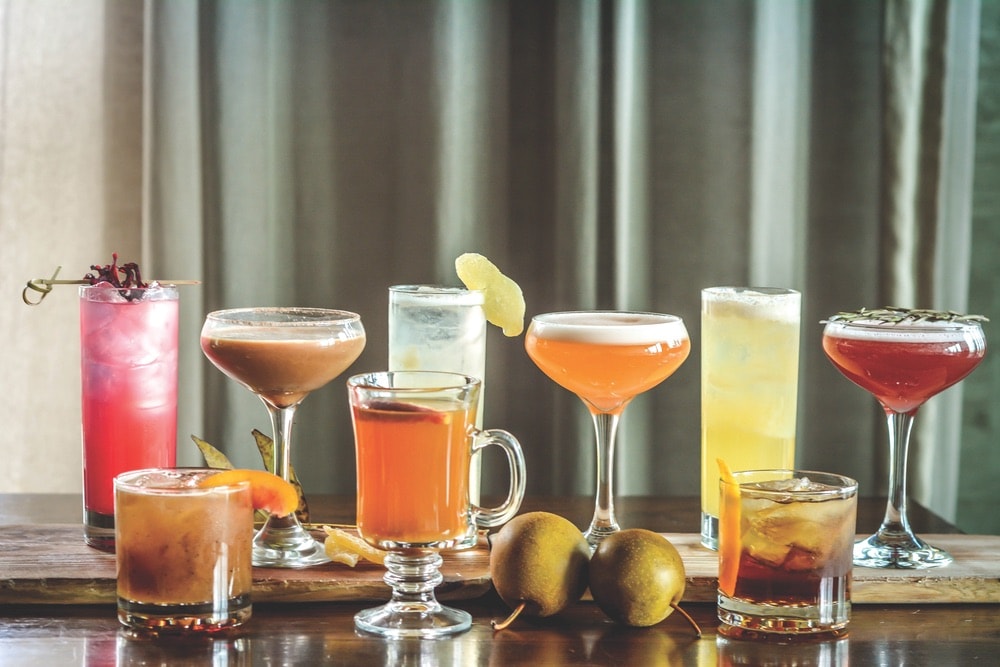 An enticing array of cocktails at the J. Parker, Boka’s rooftop lounge at the Hotel Lincoln