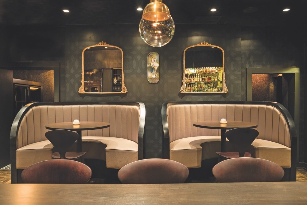 Cozy and luxurious booths at Boka invite intimate conversation and an unforgettable evening.