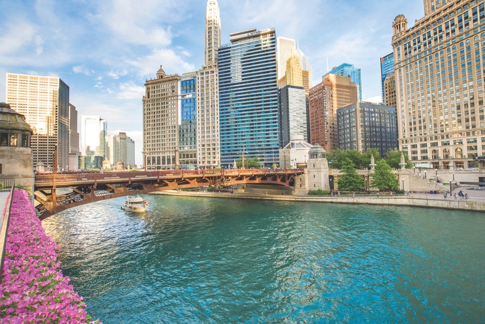 The Chicago River Riverwalk is the perfect spot for a stroll or taking in the sights of the city.
