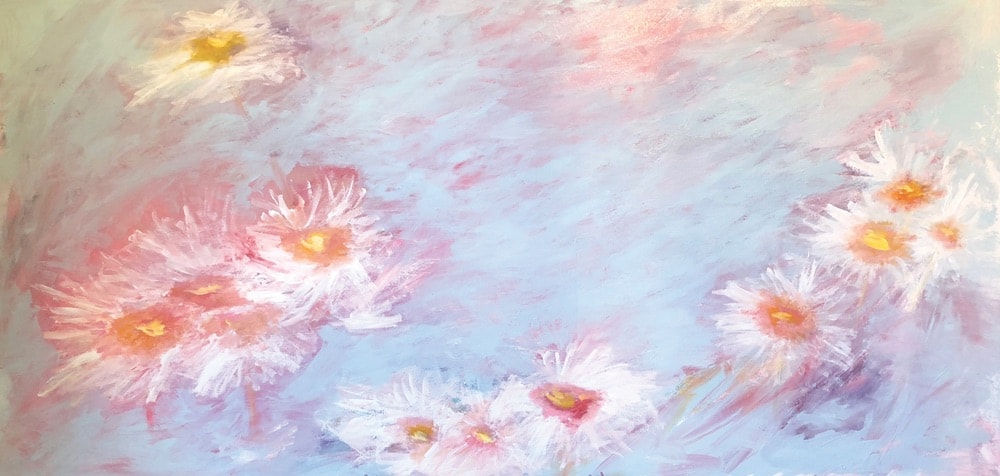 Jessica Hathorn's painting of water lilies inspired by the Botanical Gardens in Birmingham, Alabama