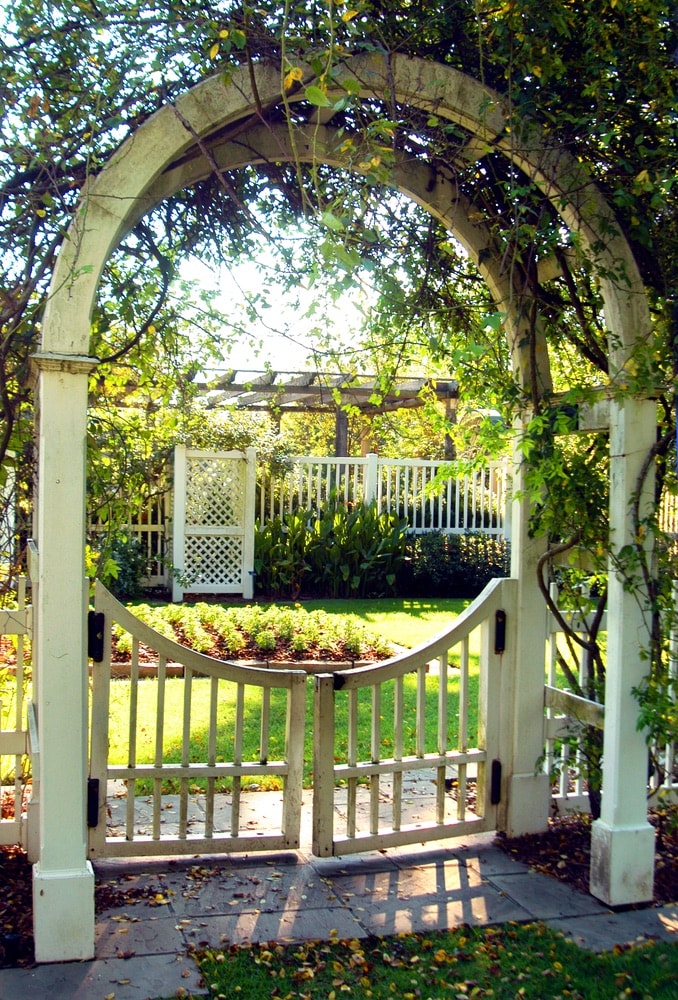 Arches from gate post in the Birmingham Botanical Garden in Birmingham, Alabama.