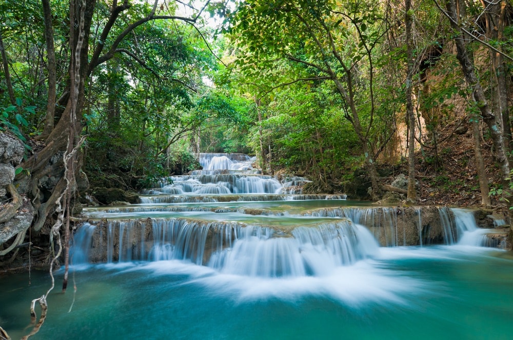 Deep forest Waterfall in Kanchanaburi, Thailand