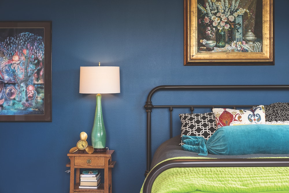custom-blended blue with a teal undertone wall