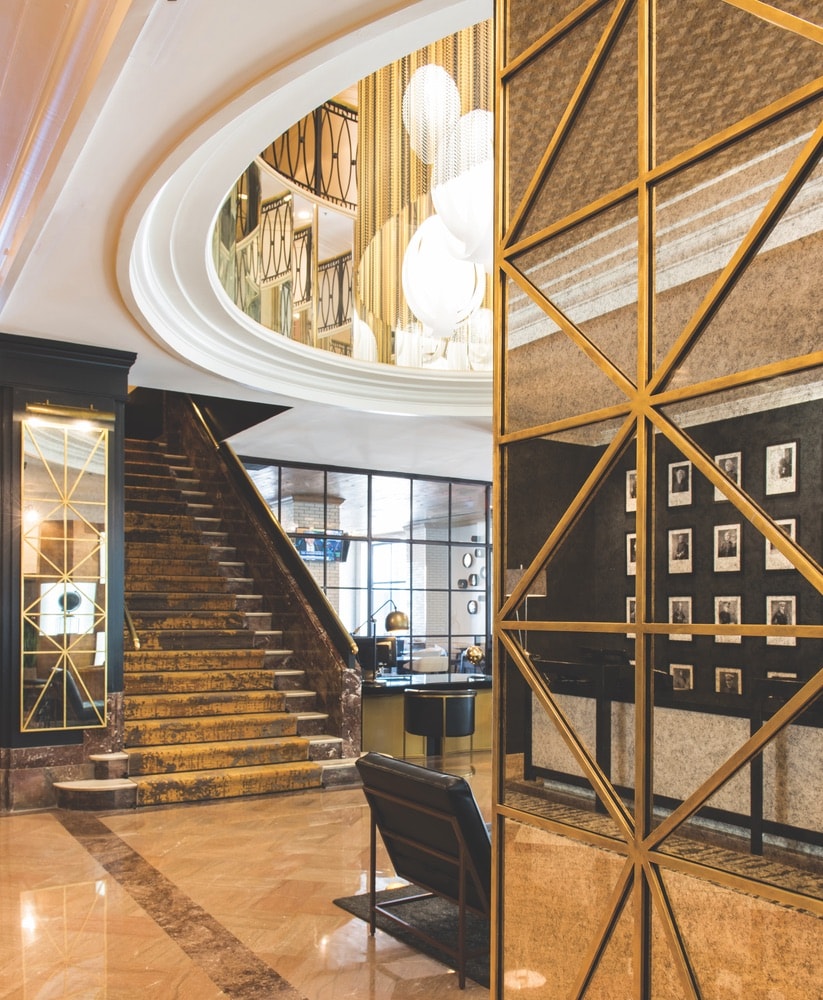 The exceptional lobby at The Admiral Hotel showcases the multimillion-dollar interior renovation and celebrates its art deco origins.