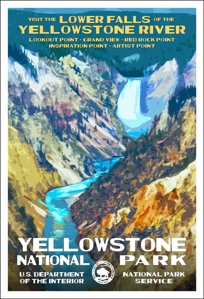 National Park Poster of Yellowstone National Park by Rob Decker