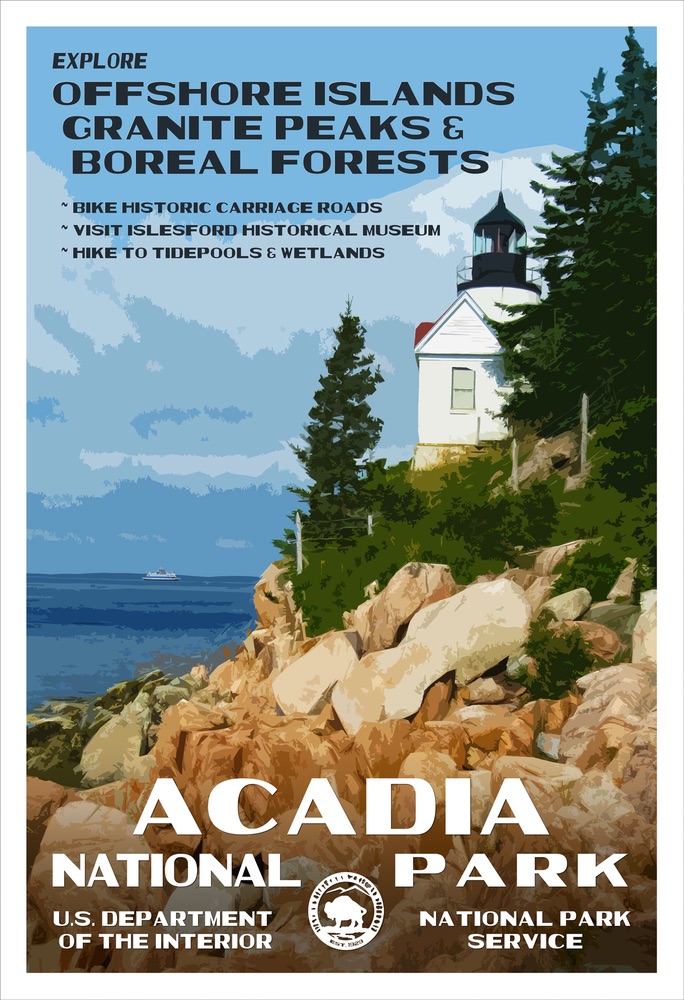 National Park Poster of Acadia National Park by Rob Decker