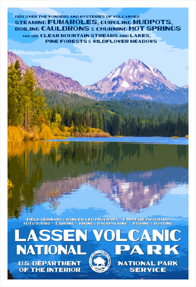 National Park Poster of Lassen Volcanic National Park by Rob Decker