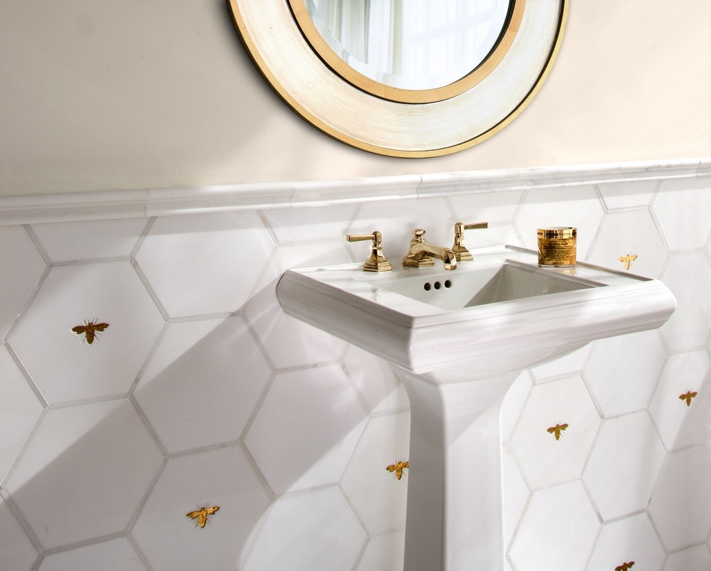 New Ravenna gold and white bathroom tile