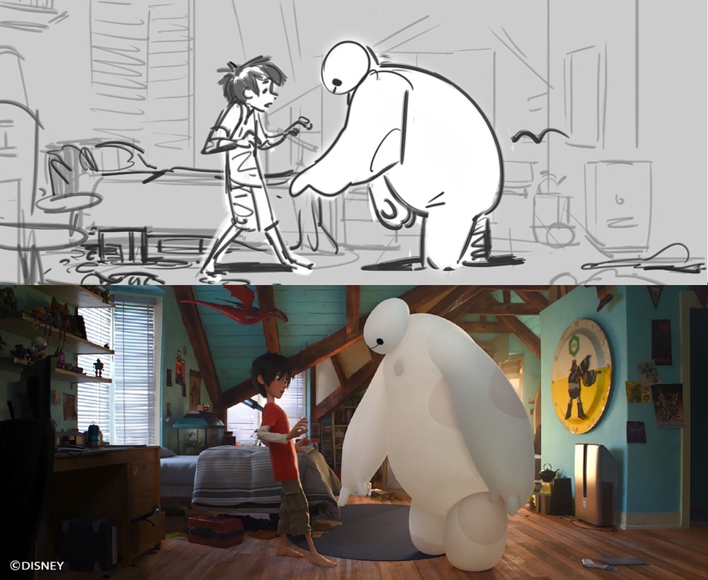 Paul Brigg's sketch of characters Hiro and Baymax comes to life in Disney’s Big Hero 6