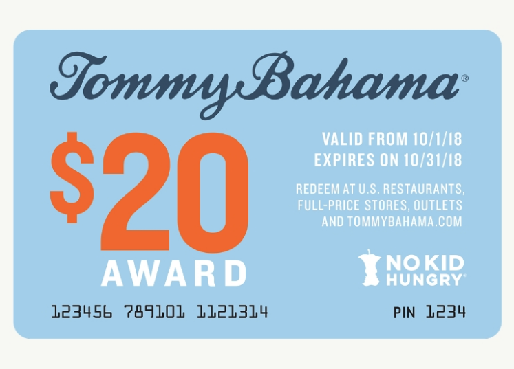 Tommy Bahama No Kid Hungry Gift Card Promo September 2018