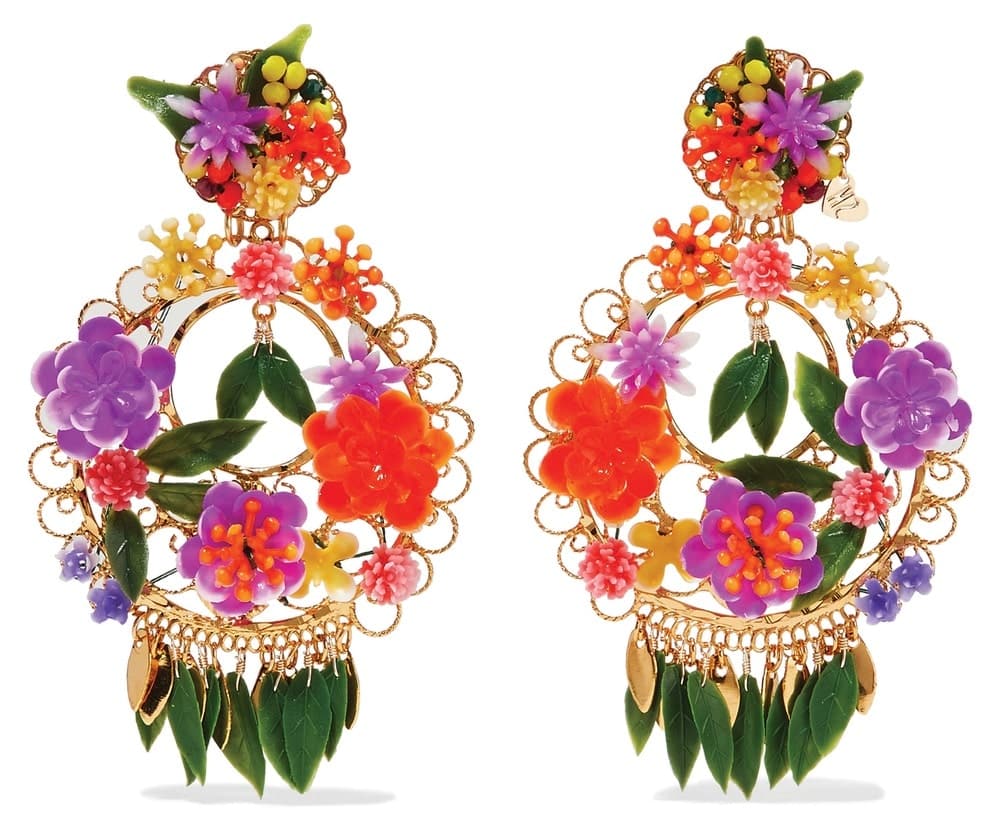 Fiesta Gold-Plated Resin Clip Earrings by Mercedes Salazar
