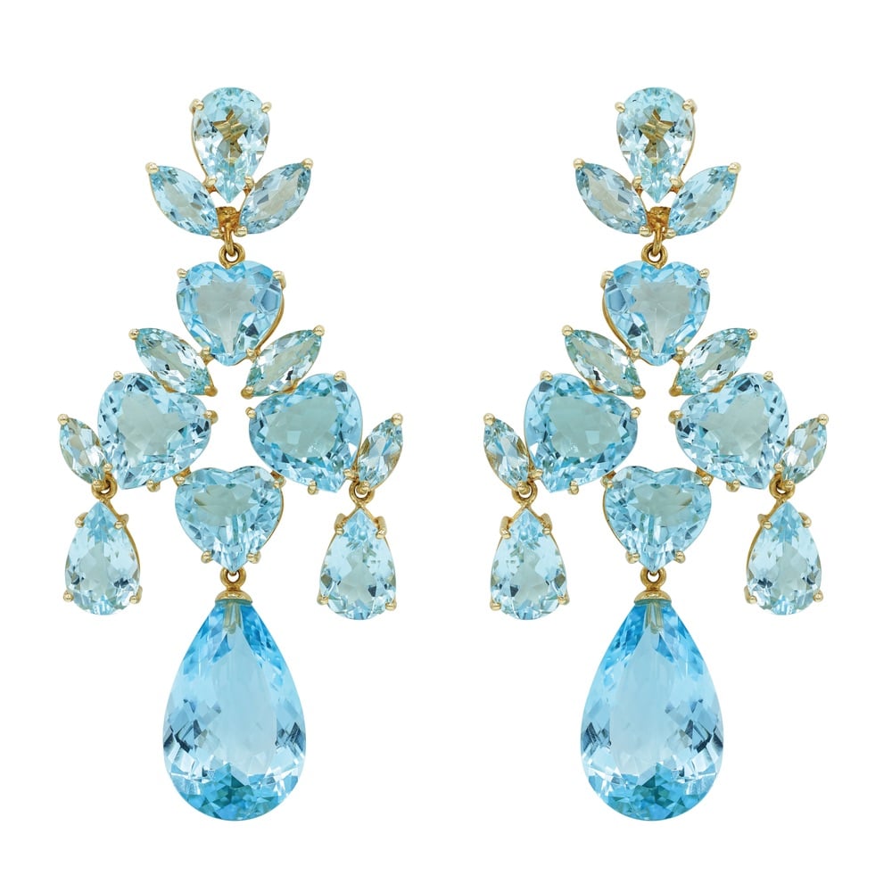 Azul Chandelier Earrings in Blue Topaz and 18-Karat Gold