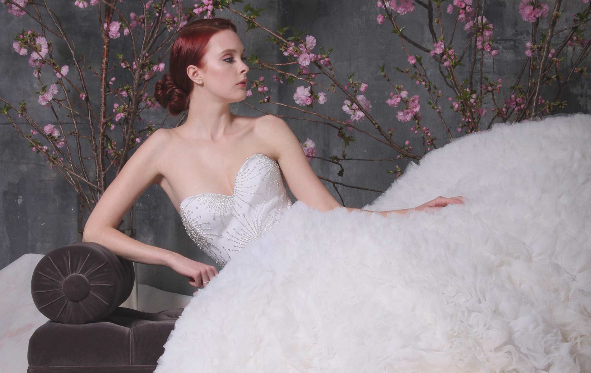 Model wearing a dress from the Christian Siriano Bridal line