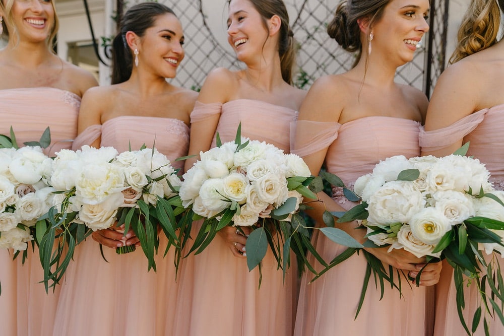 bridesmaids standing in a line