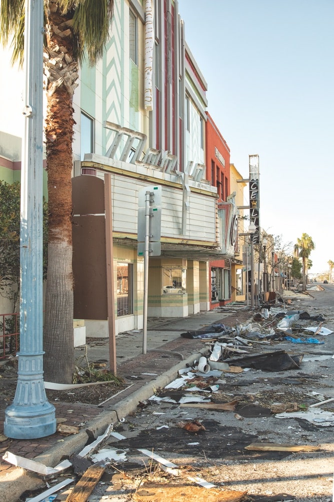 View of the destruction from Hurricane Michael that hit downtown Panama City, Florida