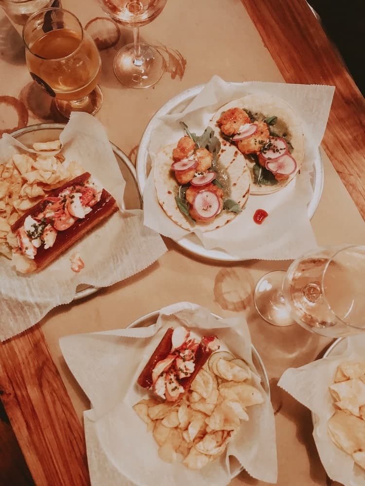 Shrimp Tacos and the Lobster Roll from 167 Raw in Charleston, South Carolina