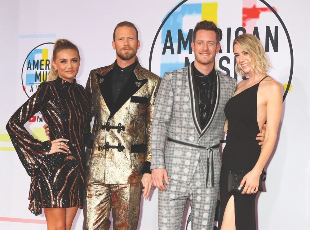 Brittney Marie Cole Kelley, Brian Kelley, Tyler Hubbard, and Hayley Hubbard at the 2018 American Music Awards at the Microsoft Theater in LA