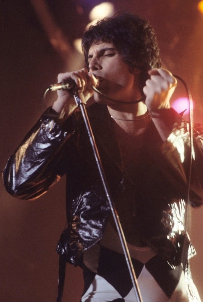 Freddie Mercury performing in 1977