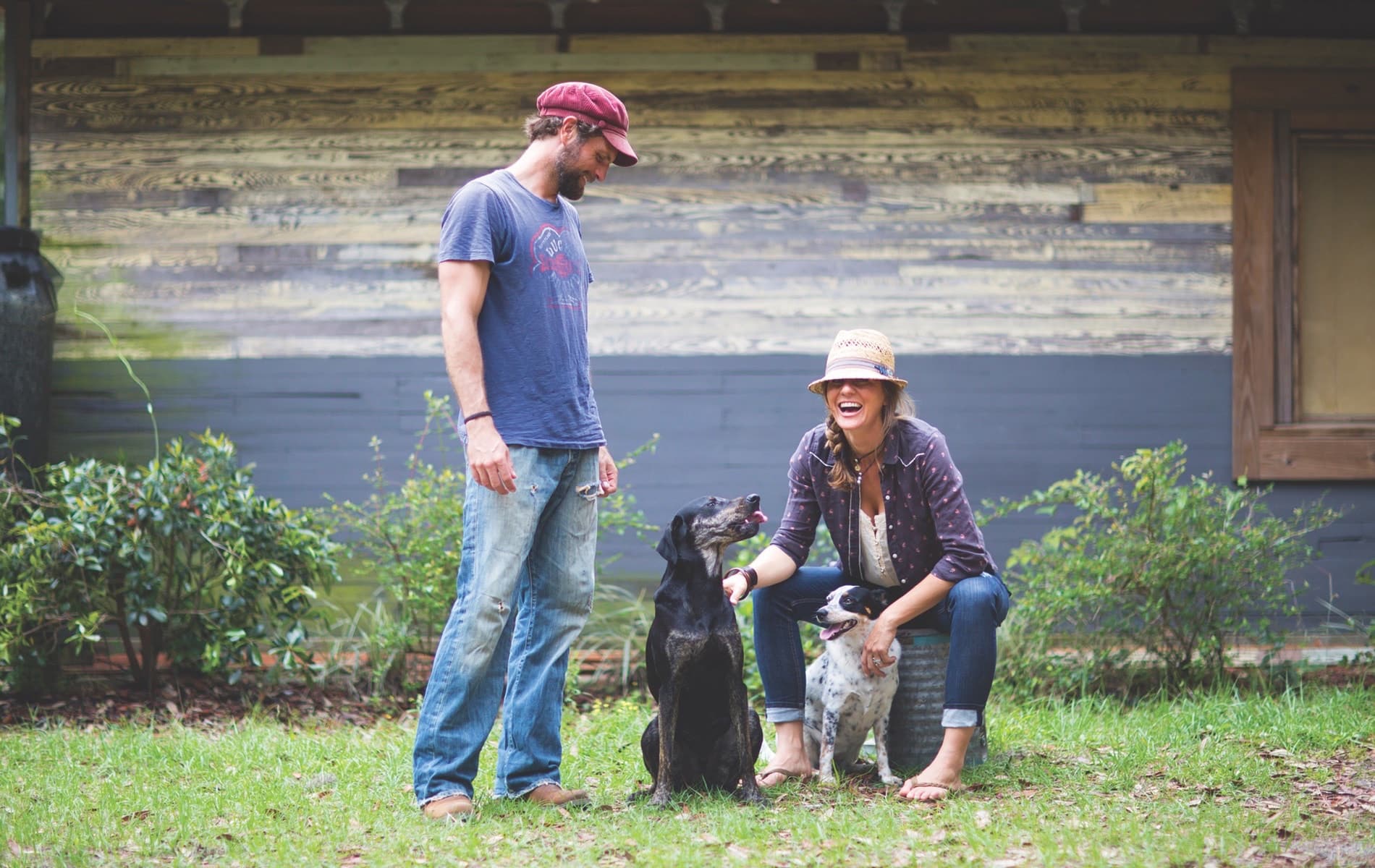 Lastrå founder Arix Zalace and Jenifer Kuntz with their dogs, Japhy and Kali | Photo by Sean Murphy