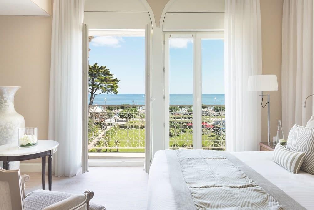 A peaceful, beautiful view of the ocean from a deluxe suite at Hôtel Le Royal La Baule | Photo by Fabrice Rambert