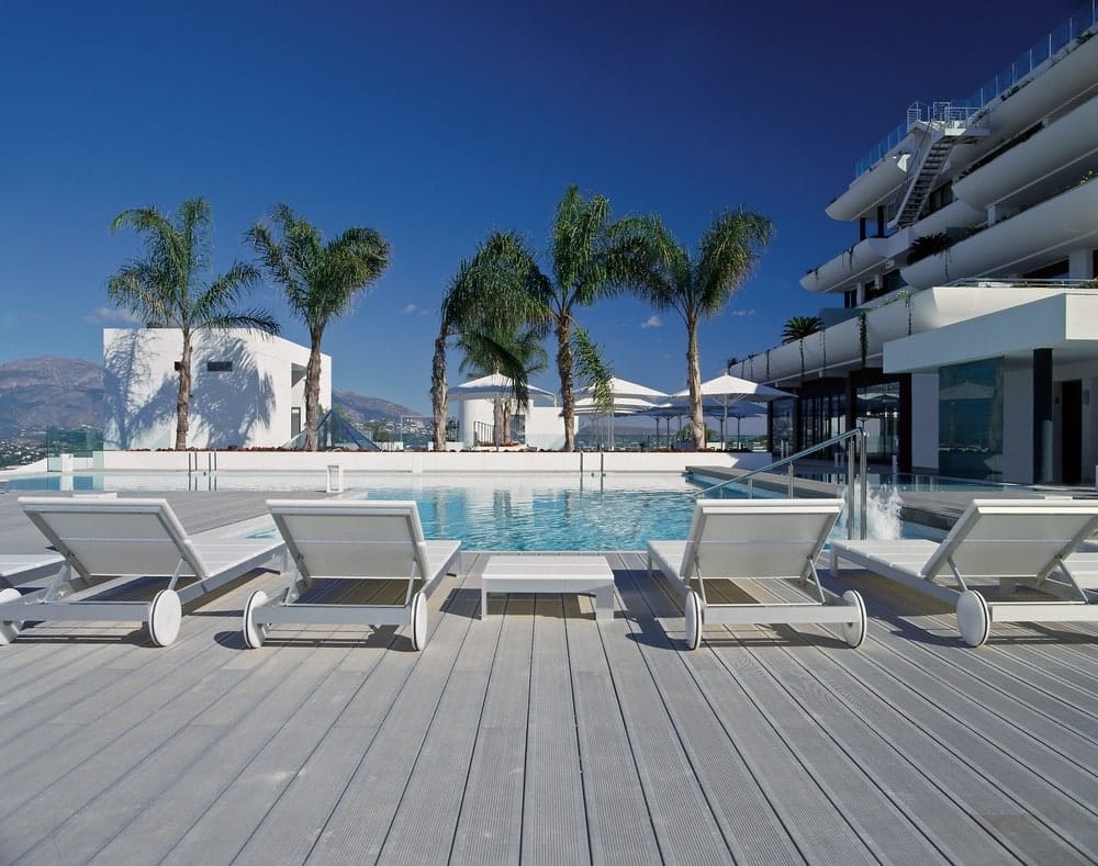 The relaxing pool deck at SHA Wellness Clinic in Spain. Photo courtesy of SHA