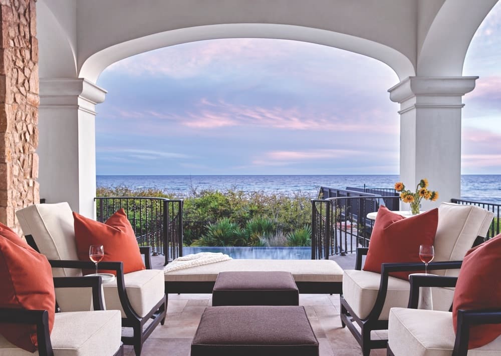 An exquisite view of the Gulf of Mexico from the Hannah residence’s south terrace, A Boheme Design, A Boheme