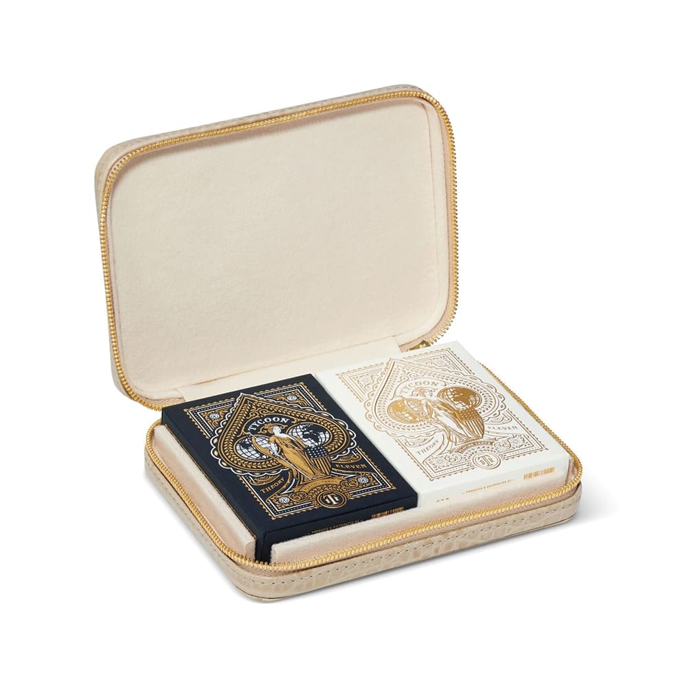 Enzo Travel Card Set with Embossed Leather Case