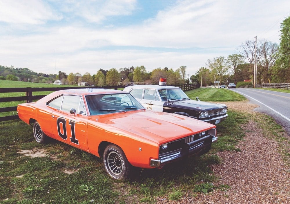 The General Lee from The Dukes of Hazzard and Deputy Barney Fife’s police cruiser from The Andy Griffith Show greet visitors in Leiper’s Fork. (John Schneider, who played Bo Duke, was even the grand marshal of the 2018 Leiper’s Fork Christmas Parade.)