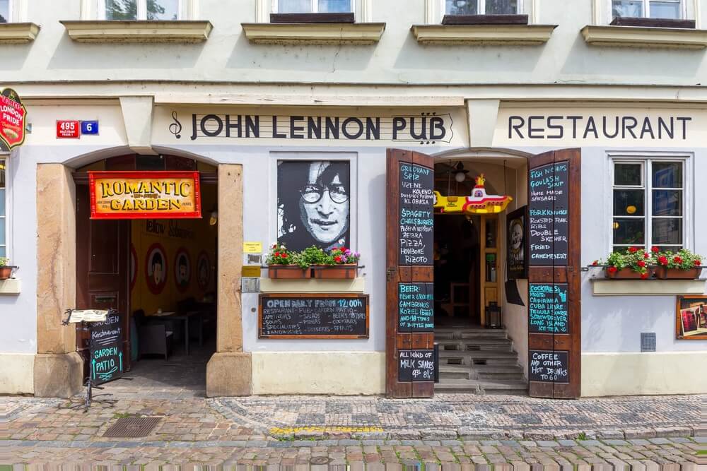 The John Lennon Pub in Prague. It is located in the centre of the town Praque and very popular among Beatles fans.