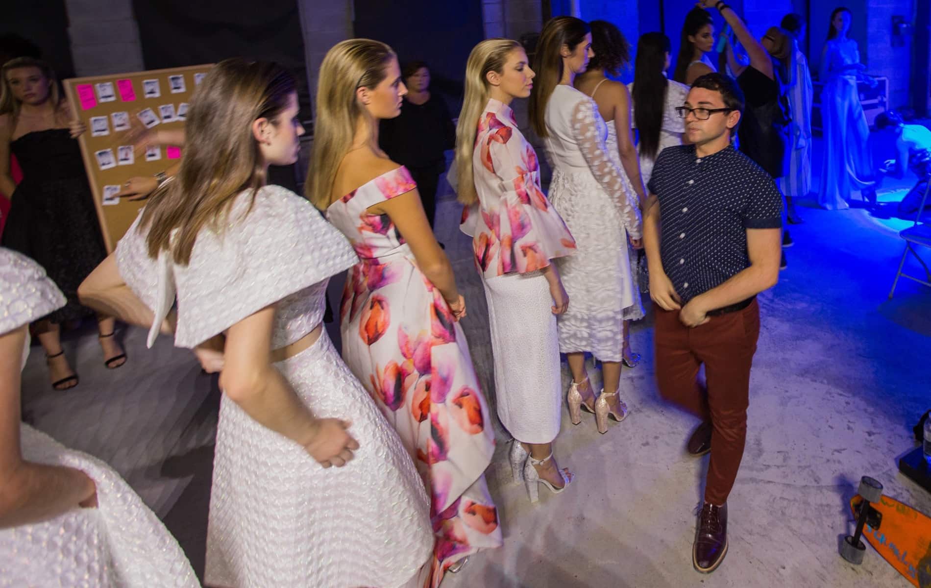 Christian Siriano and models backstage at South Walton Fashion Week 2016