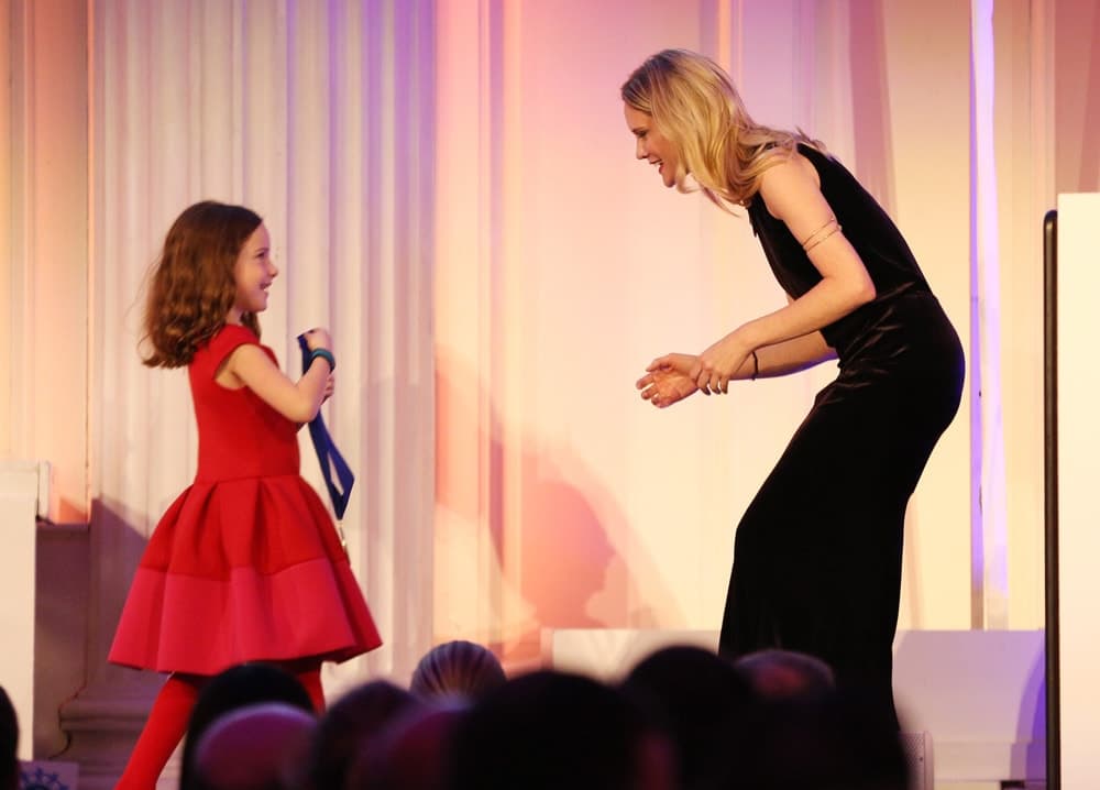 Actress Stephanie March accepts an award on stage during the World of Children Awards Ceremony