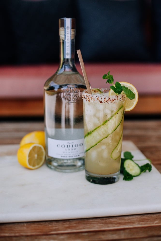 Código 1530 Cucumber Mint Margarita Cocktail Recipe for National Tequila Day 2020