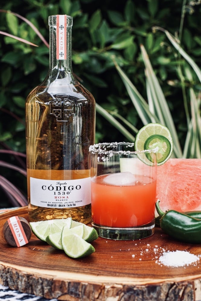 Código 1530 Spicy Watermelon Margarita Cocktail Recipe for National Tequila Day 2020