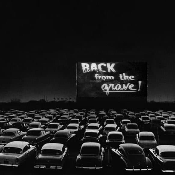 Black and White Drive-in Movie Theater