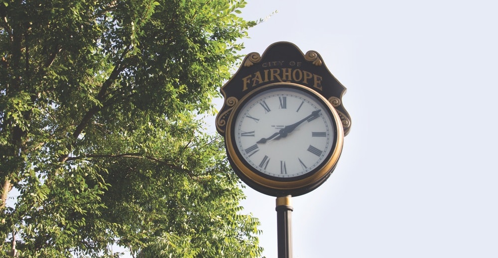 Downtown Fairhope, Fairhope, Fairhope Alabama, Fairhope Clock, City of Fairhope