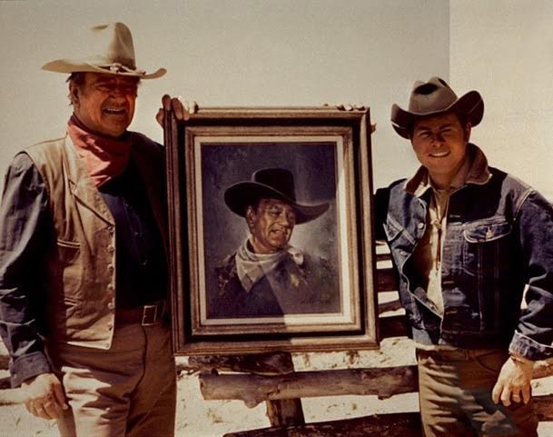 Actor John Wayne with his friend artist Douglas Van Howd on set | Photo courtesy of Van Howd Studios