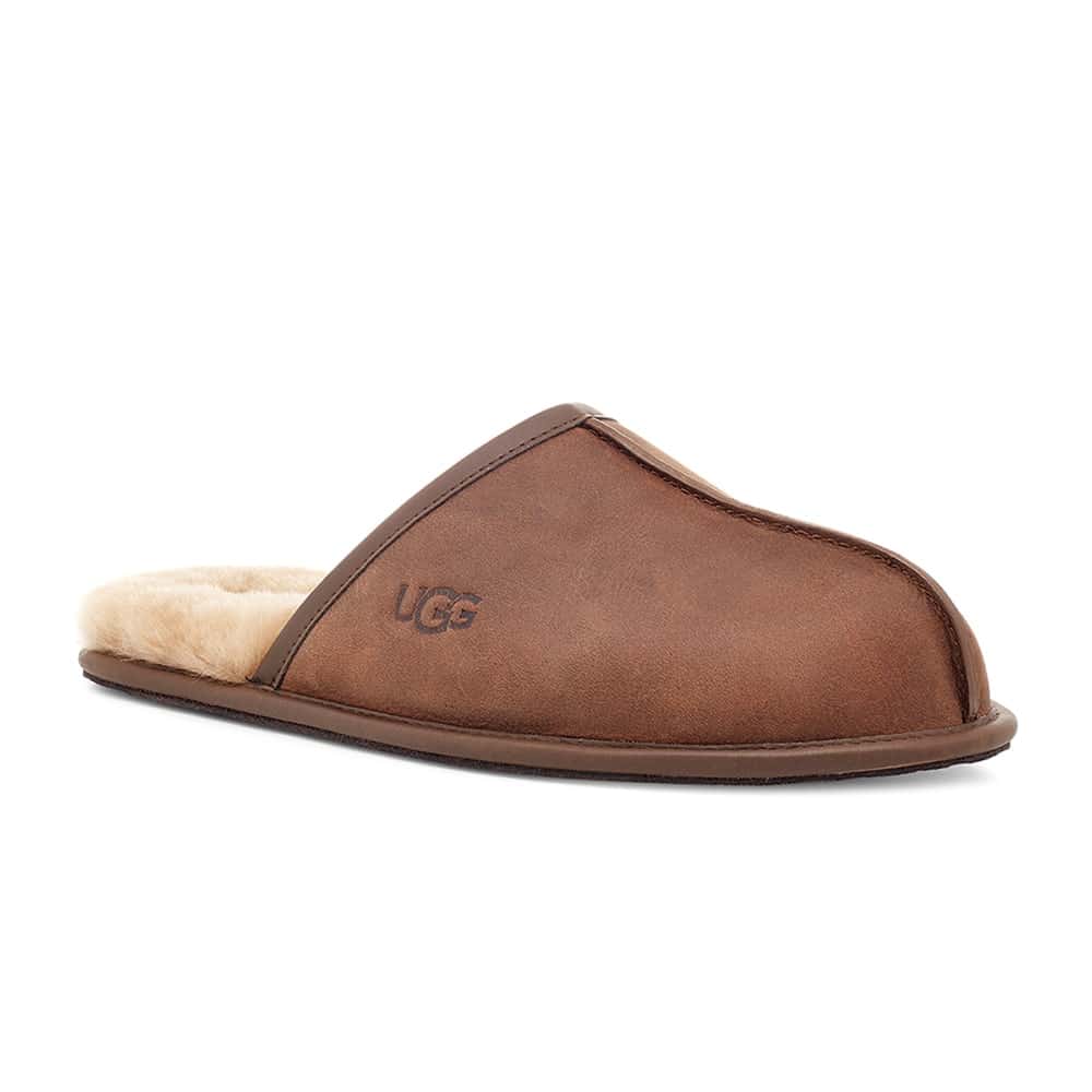 Ugg Men’s Scuff Leather Mule Slippers with Wool Lining
