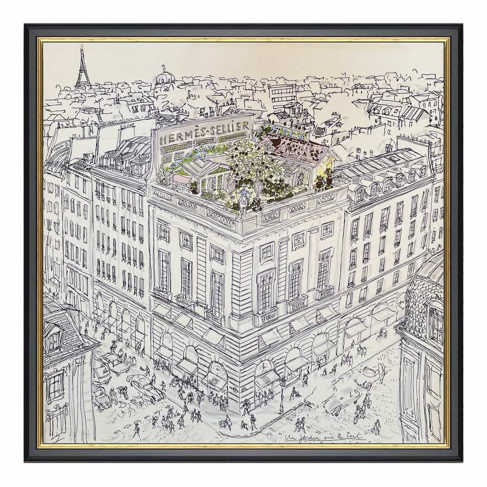 hermes framed scarf, hermes, paris rooftop, 