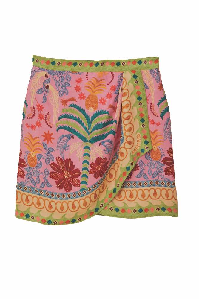 farm rio skirt, Pink Fruits Queen Scarf Viscose Mini Skirt, c'est la vie june 2024